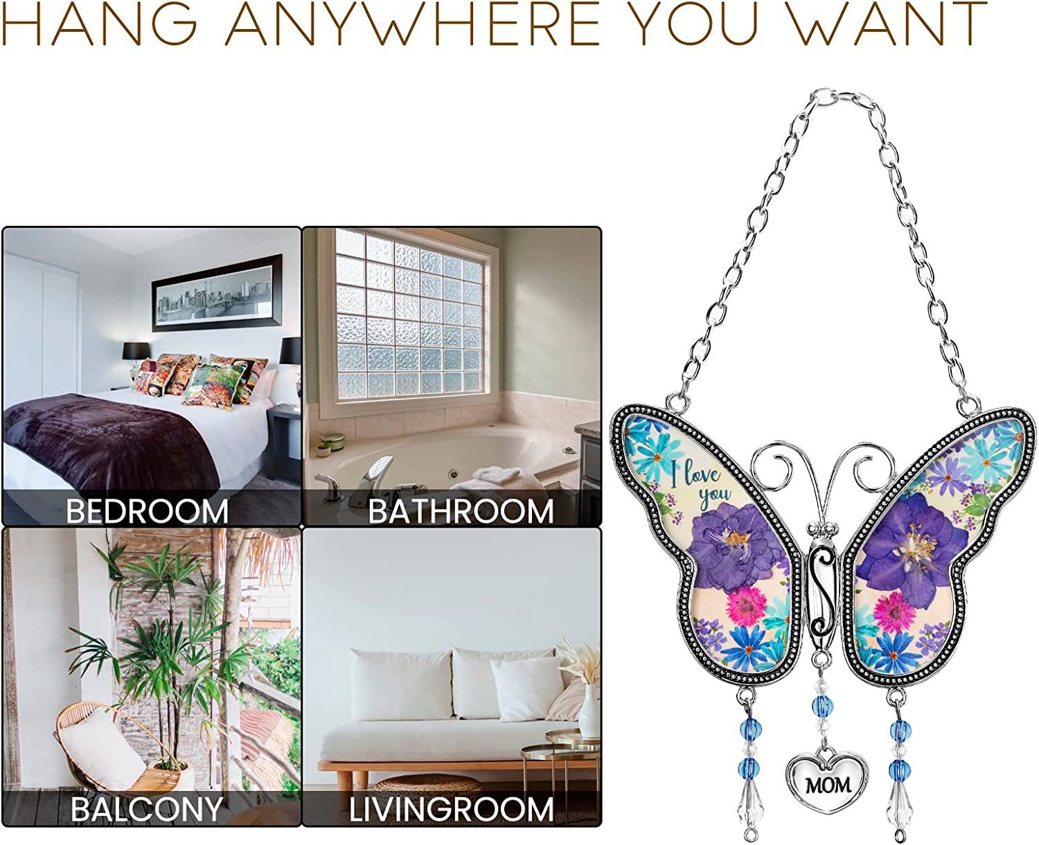 Wholesale Mother's Day Butterfly Pendant Metal Wind Chime Decoration